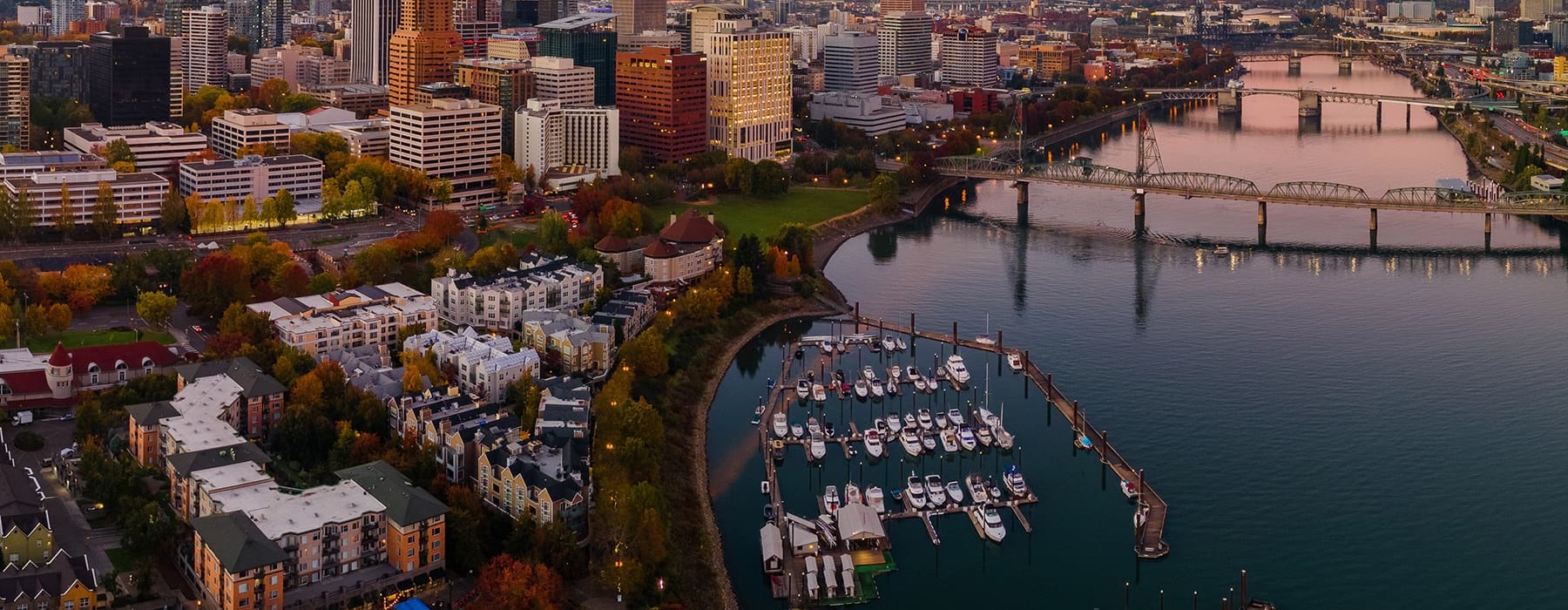a city next to a body of water