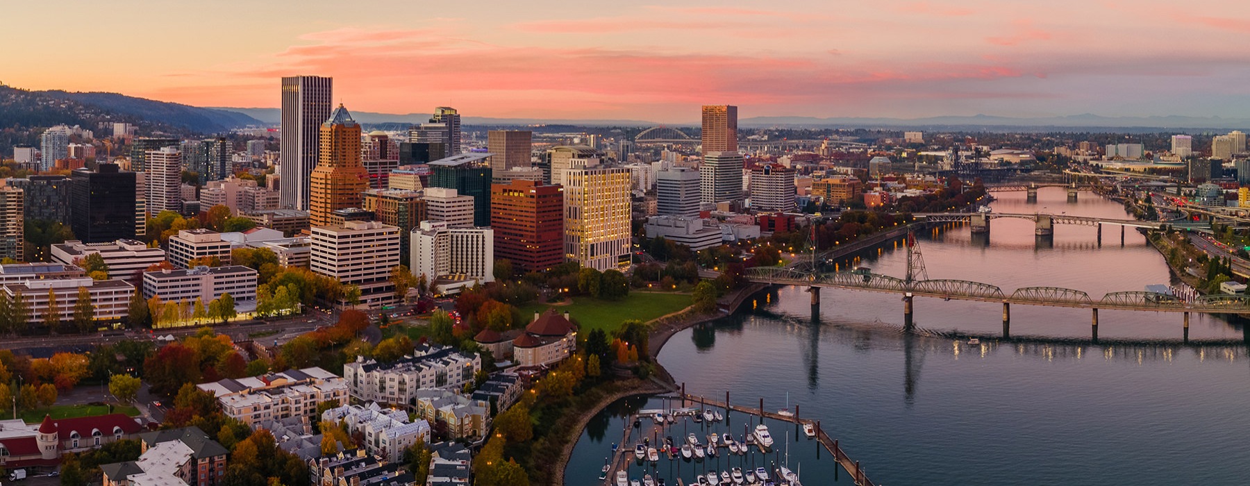 a city next to a body of water